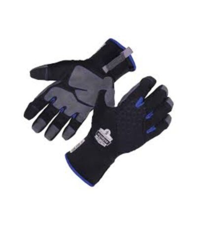 Pair of rubber electric shock gloves with insulation for electrical safety