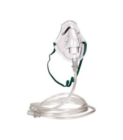 Medical oxygen mask with transparent reservoir bag and adjustable straps