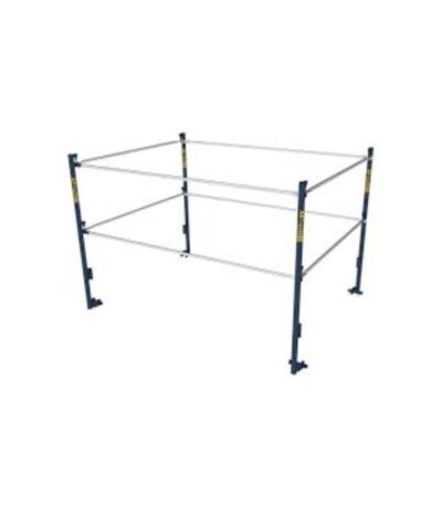 Sturdy scaffold safety guardrails installed around elevated scaffolding structure
