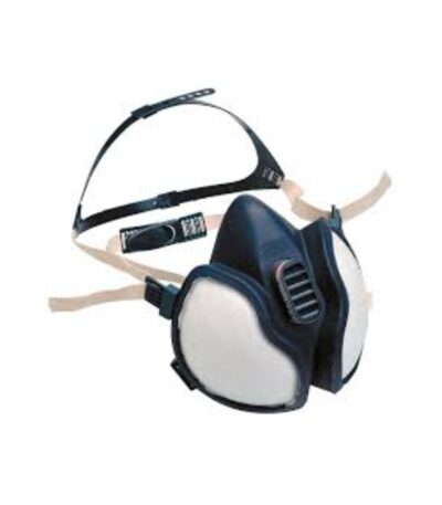 White dust mask with elastic straps and adjustable nose clip for particulate protection